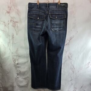 Calvin Klein Jeans Mens 36 X 34 Denim Low Rise Straight Leg Dark Wash Whiskering